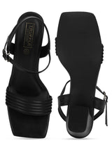 Black PU Strappy Block Sandals (TC-SLC-V111-BLK)