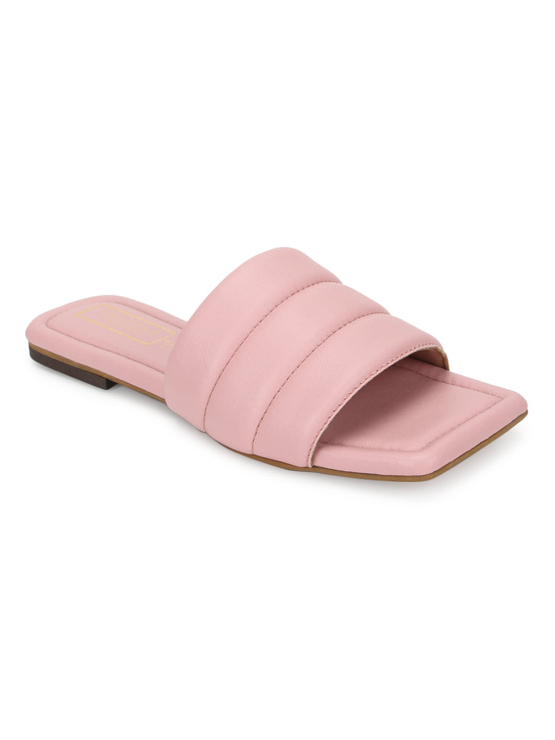 Pink PU Square Toe Slip Ons (TC-SLC-SF-50-PNK)