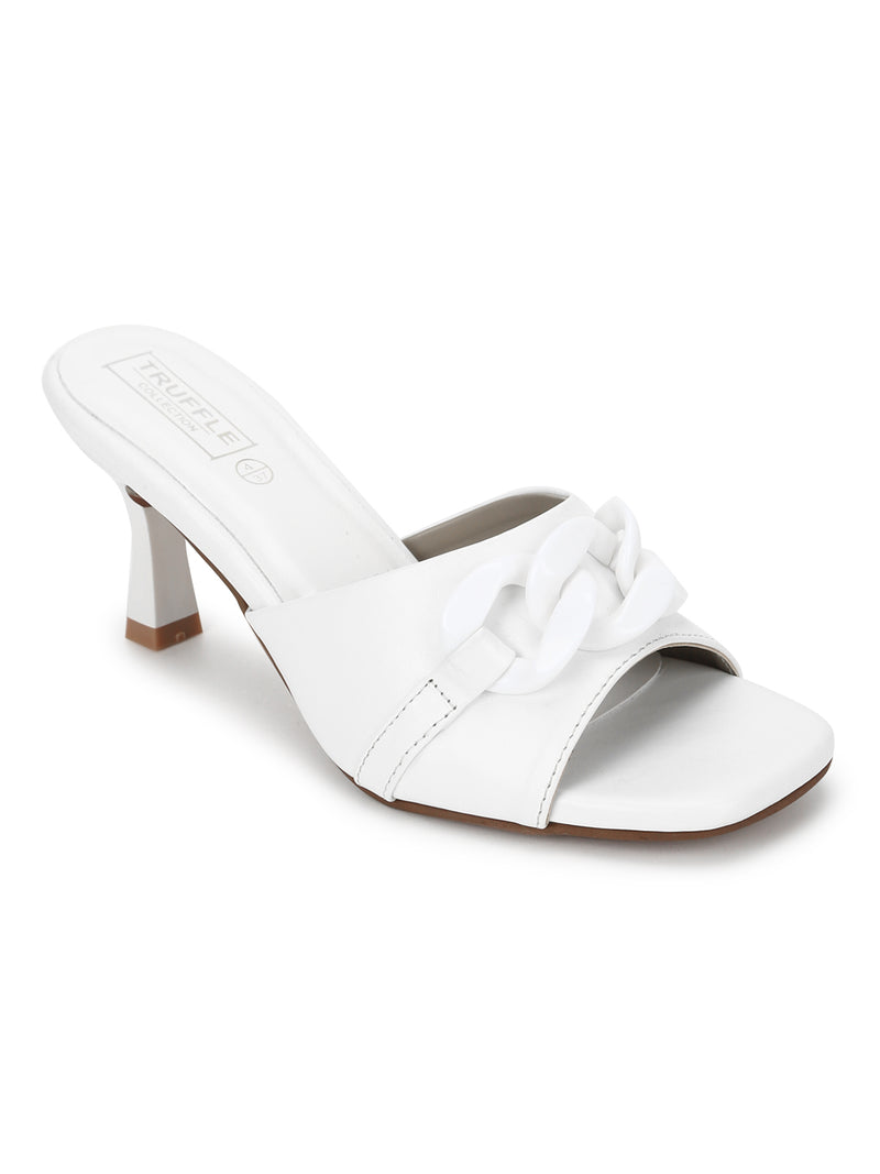 White 2025 stiletto mules