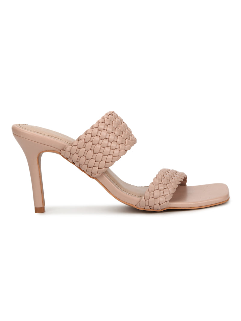 Nude Pink PU Braided Stiletto Mules Truffle Collection