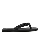 Black PU Braided Flip Flops