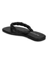 Black PU Braided Flip Flops