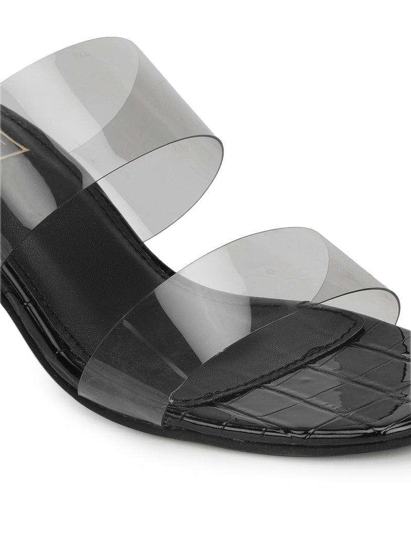 Black Perspex Mules With Clear Straps (TC-SLC-R505-BLK)