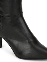 Black PU Pointed Knee High Boots (ST-1185)