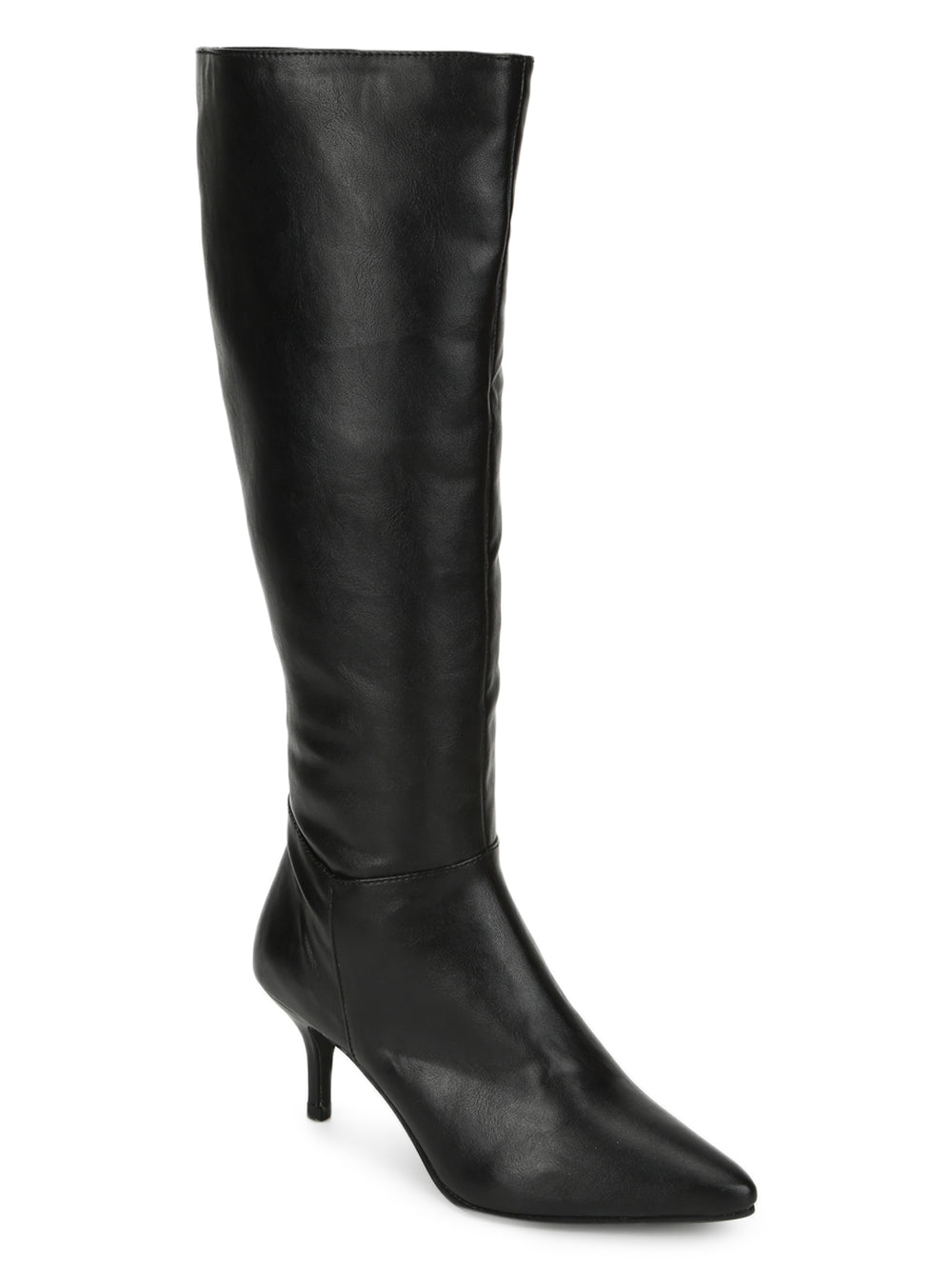 Black PU Pointed Knee High Boots (ST-1185) – Truffle Collection