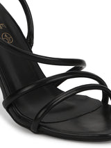 Black PU Slip On Stilettos