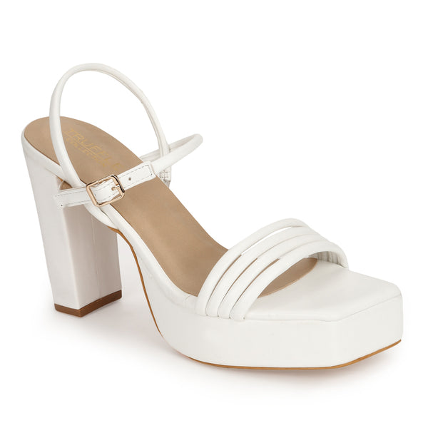 White platform sandals heels store