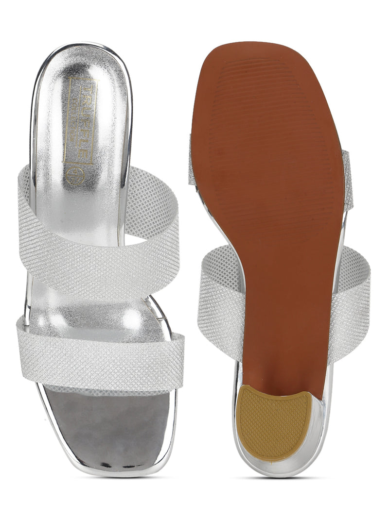 Silver PU Block Heels Mules (TC-SLC-V85-SIL)