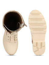 Cream PU Lace Up Snug Fit Long Boots (TC-ST-1206-CRMPU)
