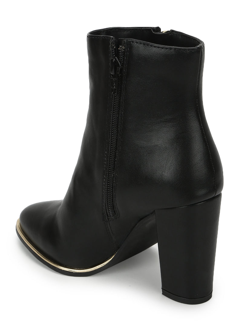 Black PU Zip Up Ankle Boots (TC-ST-1184-BLKPU)