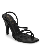 Black PU Slip On Stilettos