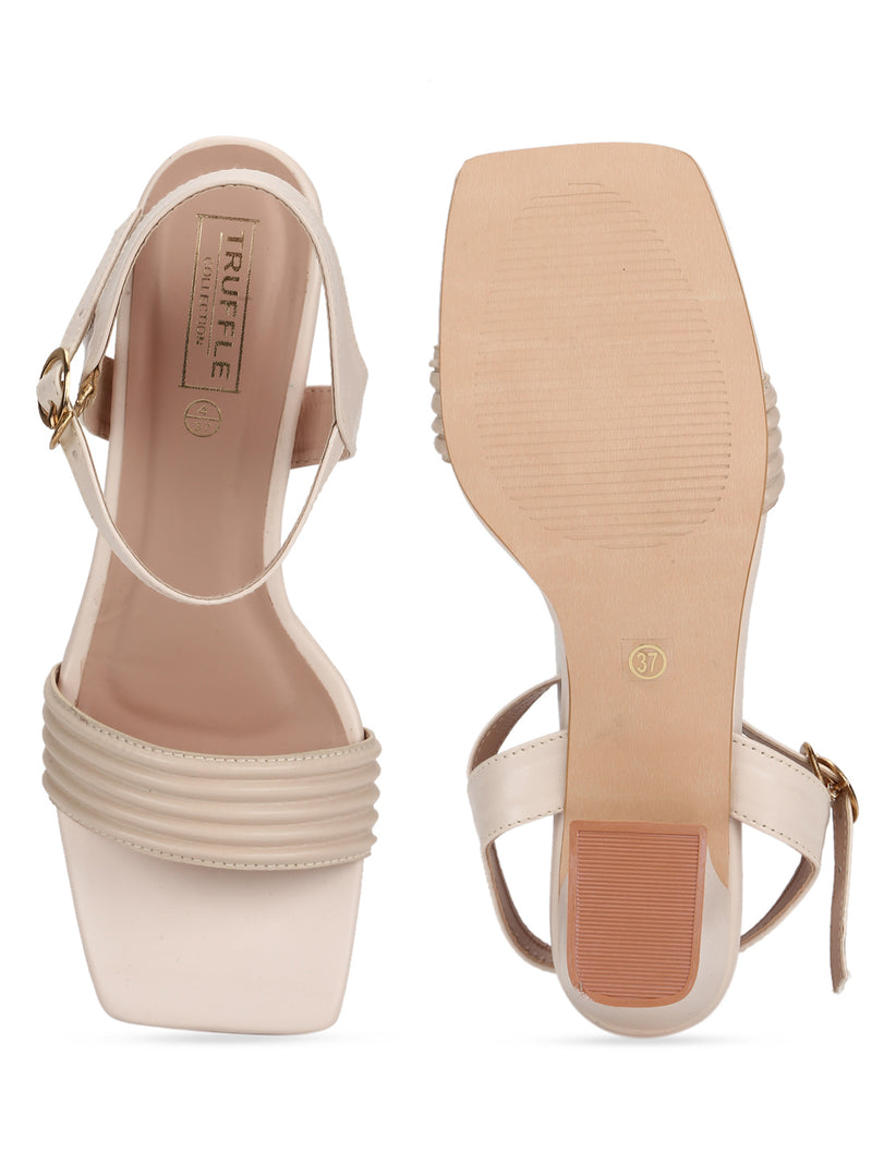 Cream PU Strappy Block Sandals (TC-SLC-V111-CRM)