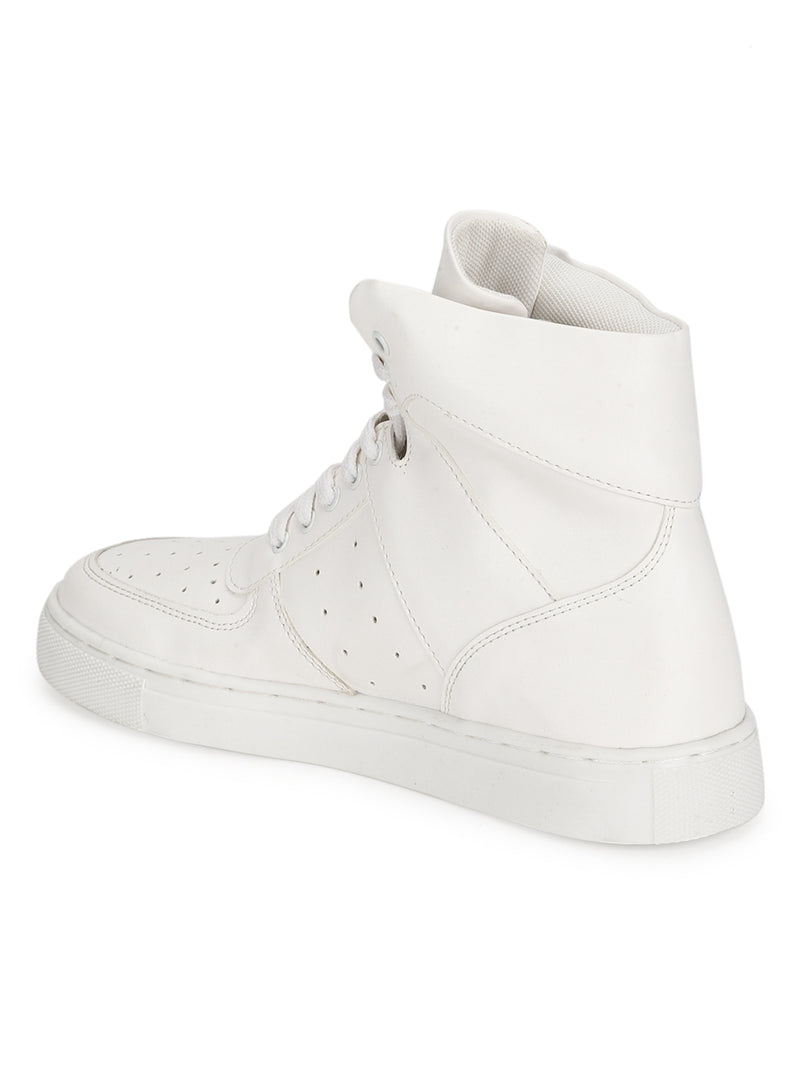 White PU Perforrated Ankle Length Sneakers (TC-ST-1023-WHTPU)