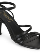 Black PU Strappy Stilettos With High Ankle Strap (TP10171-BLK)