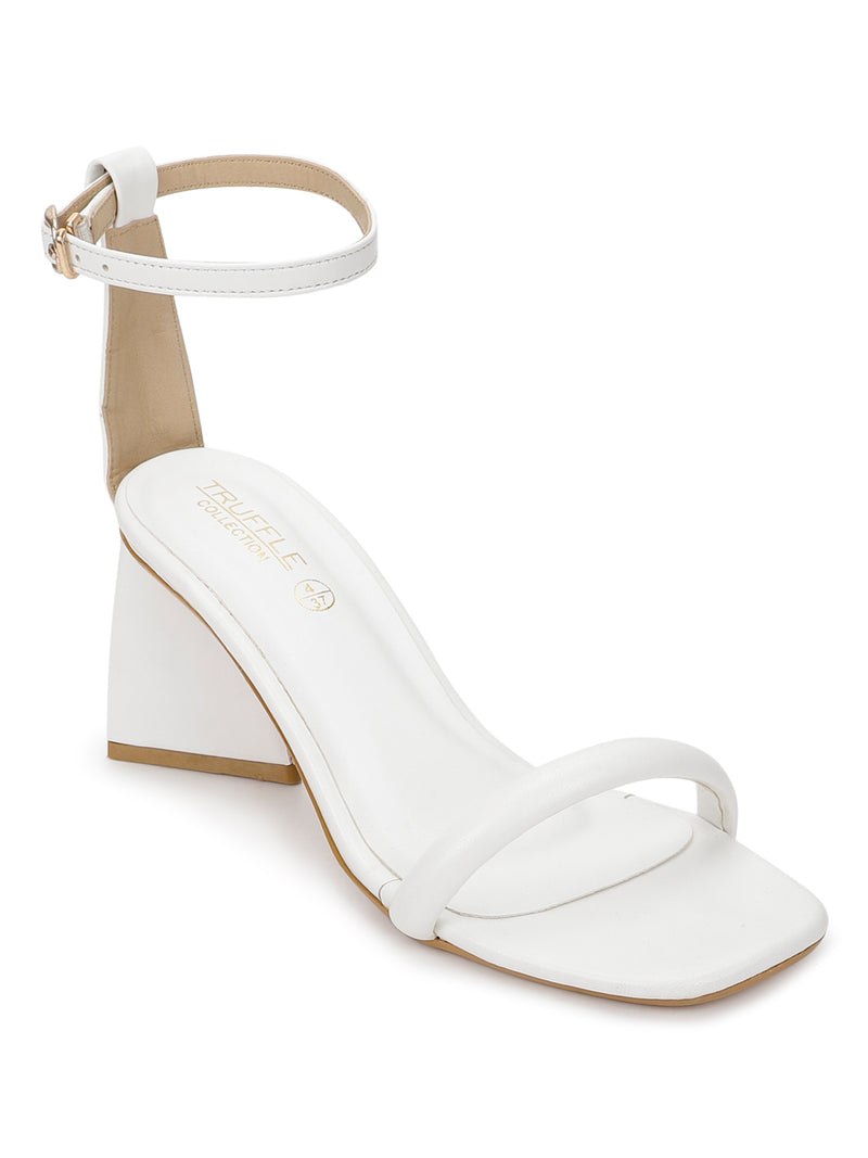 White PU Strappy Block Sandals (TC-SLC-CR021-WHT)