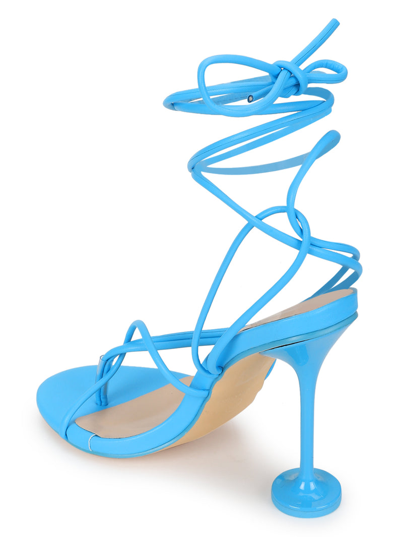 Pale Blue PU Lace-Up Stiletto Sandals (TC-TB4-PBLU)