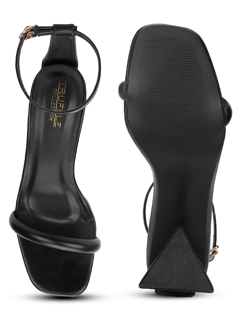 Black PU Strappy Block Sandals (TC-SLC-CR021-BLK)