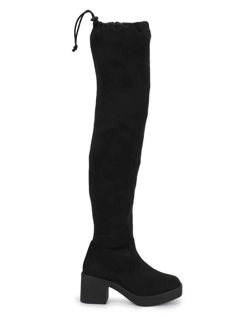 Black Suede Block Long Boots (TC-ST-1262-BLK)