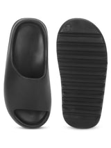 Black PU Open Toe Slip Ons (TC-RS3091-BLK)
