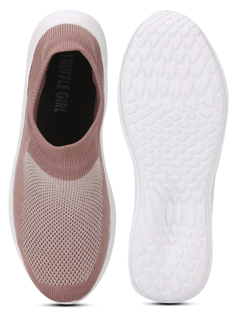 Peach Knitted Slip On Loafers (TC-RLST23-PEAC)