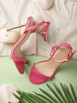 Hot Pink PU Buckle Stiletto Sandals (TC-TB2-HPNK)