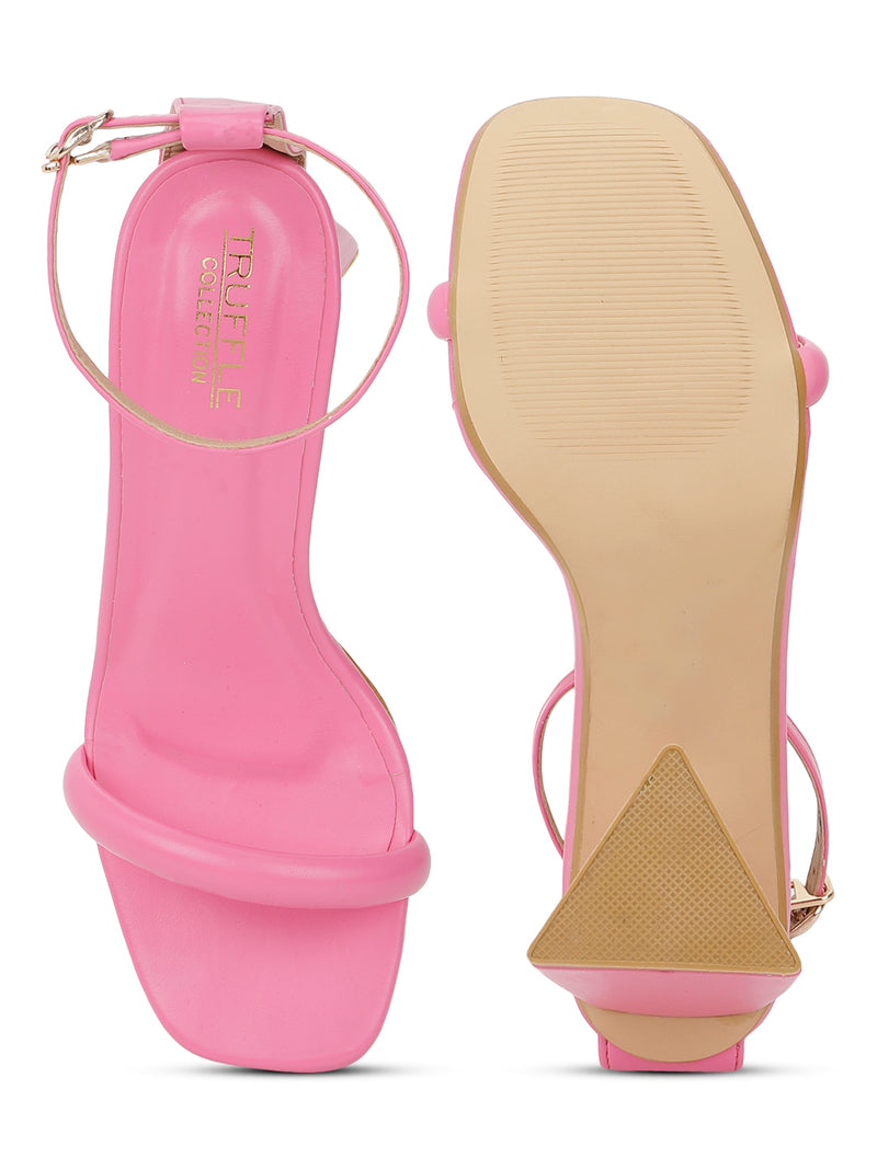 Fuschia PU Strappy Block Sandals (TC-SLC-CR021-FUS)