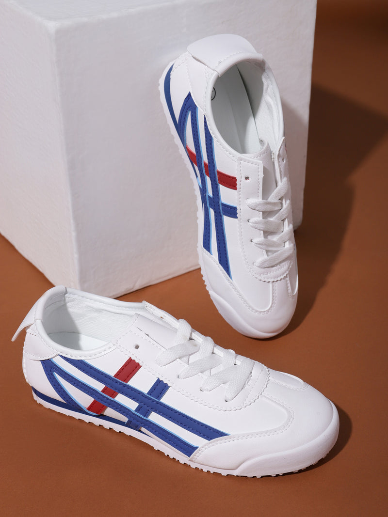 White PU Lace-Up Sneakers (TC-RS3492-WHT)