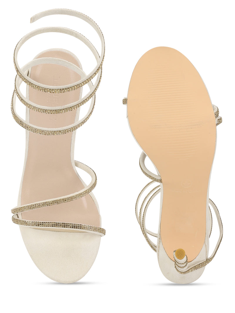 Gold Suede Stiletto Sandals (TC-TB3-GLD)