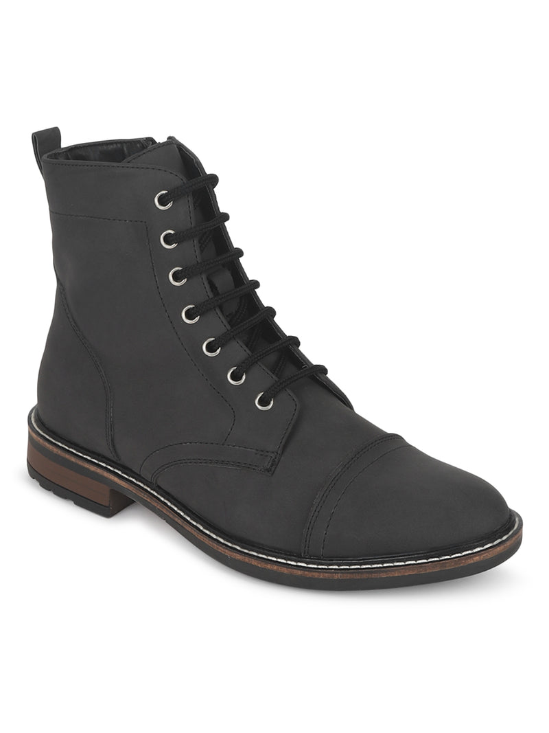 Dark Grey PU Lace Up High Ankle Men's Boots (TC-ST-5009-DGRY)