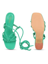 Green PU Lace-Up Block Sandals (TC-SLC-CR023-GRN)