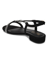 Black Suede Strappy Kitten Sandals (TC-ST-1337-BLK)