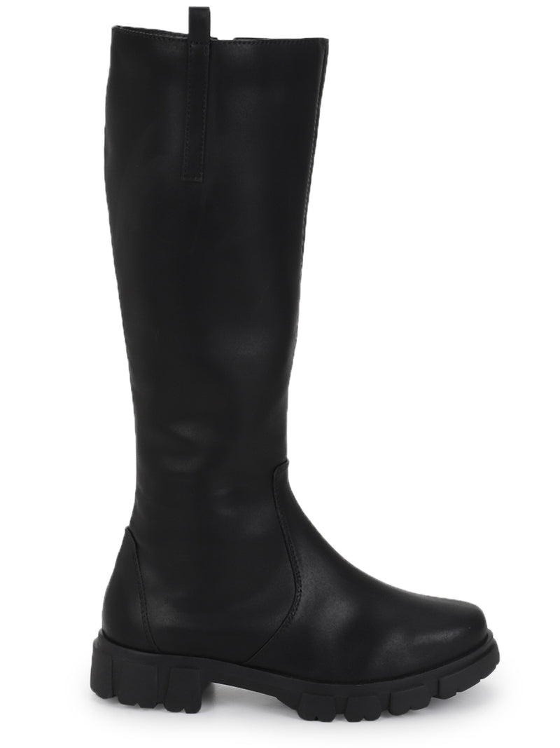 Black PU Kitten Long Boots (TC-ST-1308-BLKPU)
