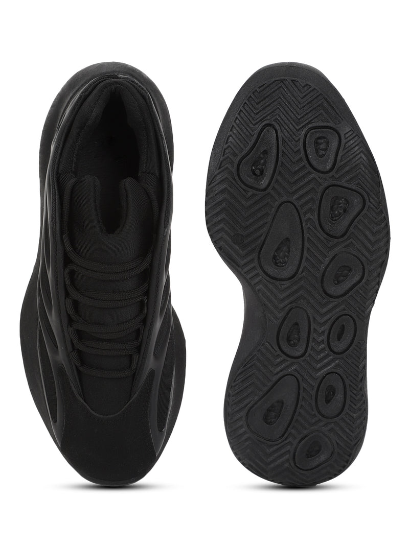 Total Black PU Lace Up Sneakers (TC-SANDLER1-BLK)