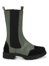 Green Khaki PU Kitten Ankle Boots (TC-ST-1313-KHAPU)