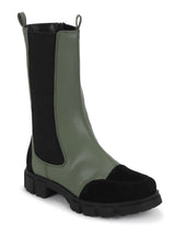 Green Khaki PU Kitten Ankle Boots (TC-ST-1313-KHAPU)