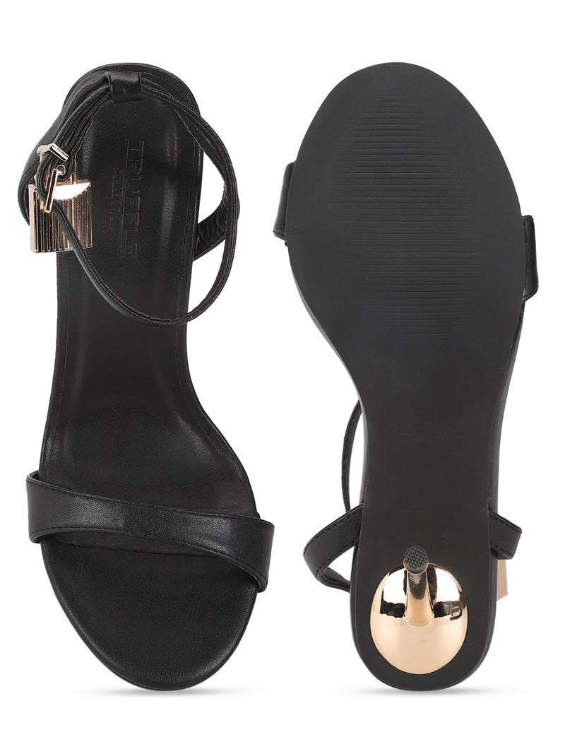 Black PU Buckle Stiletto Sandals (TC-TB2-BLK)