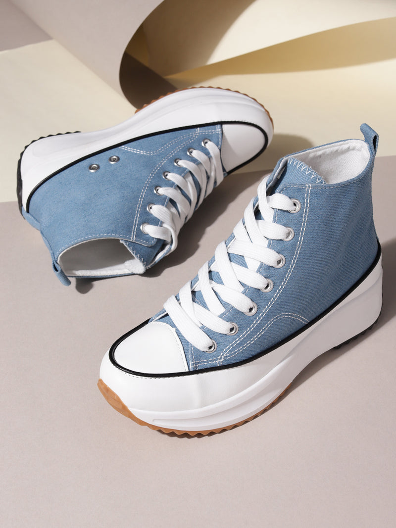 Denim Blue Canvas Lace Up Sneakers (TC-RS3476-DNM) – Truffle
