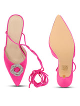 Hot Pink Lycra Lace-Up Stiletto Sandals (TC-TB1-HPNK)