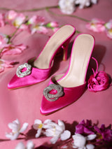 Hot Pink Lycra Lace-Up Stiletto Sandals (TC-TB1-HPNK)