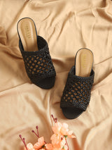 Black PU Low Heel Mules Sandal (TC-ARORA100-BLKPU)