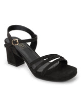 Black Suede Strappy Block Sandals (TC-SLC-2103-BLK)