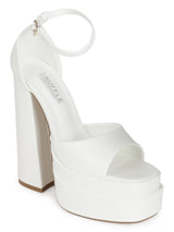 White PU Strappy Block Sandals (TC-GOWN2-WHT)