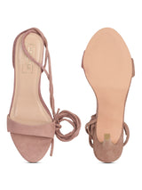 Tan Suede Stiletto Lace Up Sandals (TP10179-TAN)