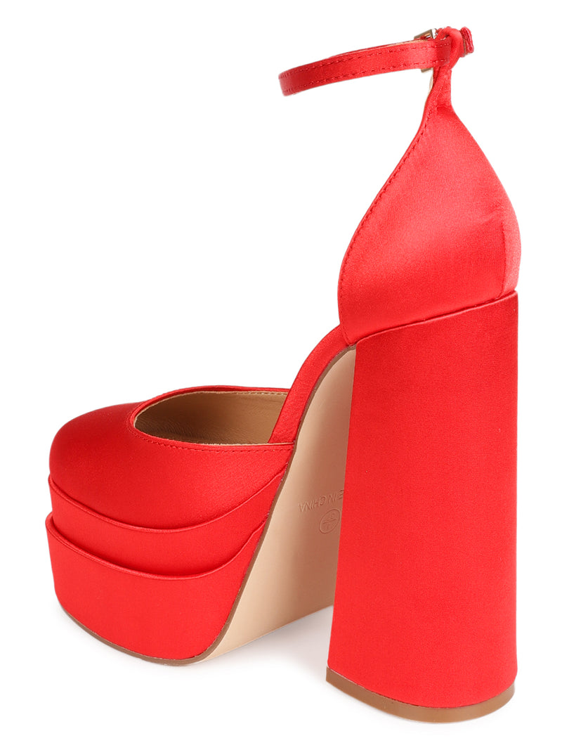 Red Satin Strappy Block Sandals (TC-GOWN1-RED)
