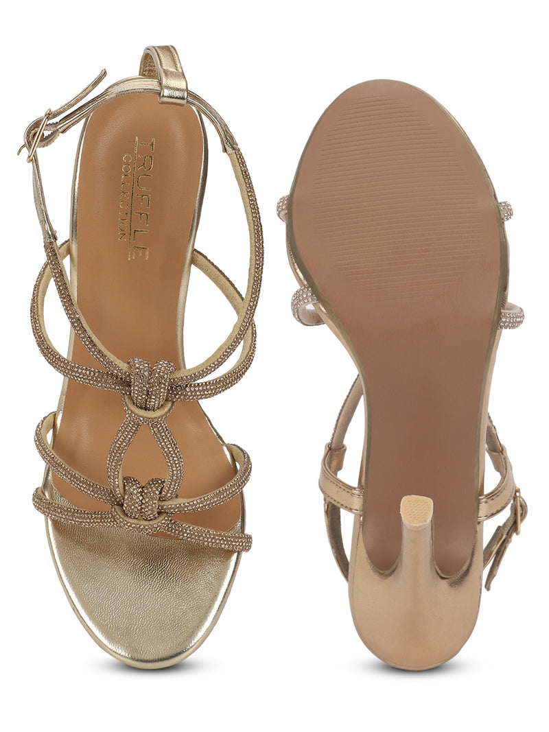 Gold PU Strappy Stiletto Sandals (TC-ST-1332-GLD)