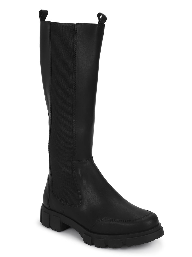Black PU Kitten Long Boots (TC-ST-1309-BLK)