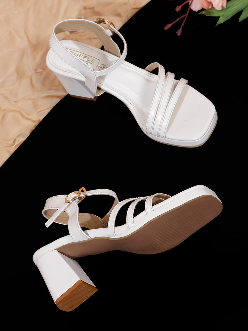 White PU Strappy Block Sandals (TC-SLC-2103-WHT)