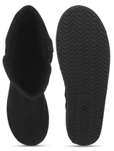 Black Micro Flat Snow Long Boots (TC-ST-1151-BLKMIC)