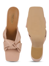 Nude PU Knotted Strap Block Heel Mules (TC-ST-1236-NUDPU)