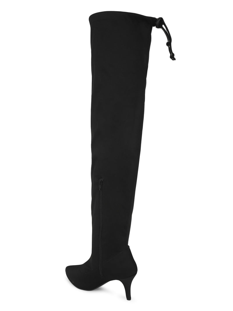 Black Lycra Stiletto Long Boots (TC-ST-1269-BLKLYC)